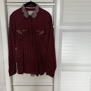 Panhandle western  Red Patterned Shirt. Medium